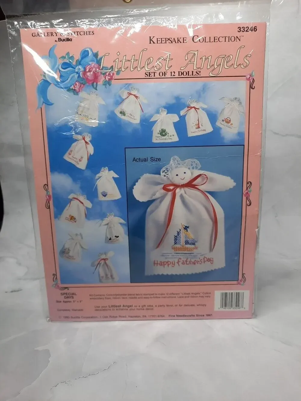 1993 Gallery of Stitches Bucilla Keepsake Kit Littlest Angels Set of 12 Dolls